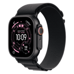 Apple watch ultra 3 gps cellular black titanium case with alpine loop medium black 49 mm Front Right View