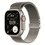 Apple watch ultra 3 gps cellular natural titanium case with milanese loop Large natural titanium 49 mm Front Right View
