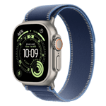 Apple watch ultra 3 gps cellular natural titanium case with trail loop s m blue bright blue 49 mm Front Right View