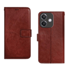 Arrow Leather Flip Cover For Oppo A3 5GA3X 5G Brown front view side view