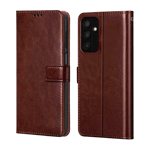 Arrow Leather Flip Cover For Samsung Galaxy F15 5G Brown front view