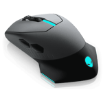 Dell alienware aw610m rgb 16000 dpi wireless gaming mouse dark side of the moon Front Top View
