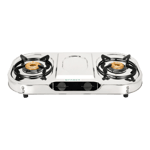 Faber cooktop crystal 2bb ss stainless steel 2 burner gas stove silver Front View