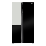 Haier vogue series 598 l frost free side by side door refrigerator hrt 683kwg p black white glass Front View