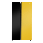 Haier vogue series 602 l frost free side by side refrigerator hrs 682kyg p black yellow gl Front View