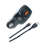 Hapipola 36W Car Charger with Type C Black Cable Wire