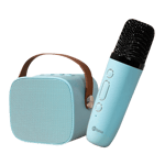 Inbase boom box bluetooth speaker with wireless karaoke mic blue Full View