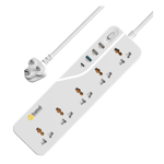 Inbase power grid 2 with 3 usb port 1 type c port 5 power sockets 2500w surge protector white full view