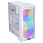 Lian li lancool 215 mid tower mesh gaming case 3 120mm argb fan white front Left View