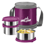 Milton expando tiffin combo lunch box multi color 3 pcs set Wine