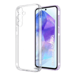Space hard clear back case for samsung galaxy a55 5g transparent Front Back View