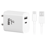 Yarr 22 5w pd dual port charger with usb c cable white Full View