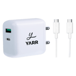 Yarr 36w gan dual port charger with usb c to usb c cable white Full View
