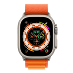 apple alpine loop watch strap for ultra watch 49mm orange mqdy3zm a front side view