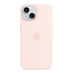 apple silicone case with magsafe for iphone 15 pink front view