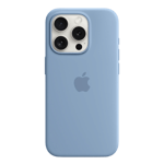 apple silicone case with magsafe for iphone 15 pro max winter blue front view