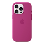 apple silicone case with magsafe for iphone 16 pro fuchsia white