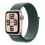 apple watch se gps cellular starlight aluminium case with sport loop lake green 44mm mxgv3hn a left view