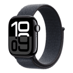 apple watch series 10 gps cellular jet black aluminium case with sport loop lnk 42 mm mwx83hn a left view