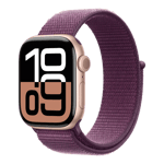 apple watch series 10 gps cellular rose gold aluminium case with sport loop plum 42 mm mwxc3hn a left view