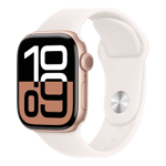 apple watch series 10 gps rose gold aluminium case with sport band m l light blush 42 mm mwwj3hn a left view