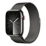 apple watch series 9 gps cellular graphite 41 mm mrmx3hn a left view model