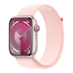 apple watch series 9 gps cellular light pink 41 mm mrmm3hn a left view model