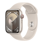 apple watch series 9 gps cellular starlight 45 mm mrm93hn a left side view