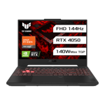 asus tuf gaming a15 amd ryzen 7 7735hs windows 11 home laptop fa577nu lp082w jaeger gray 16gb 512gb front view
