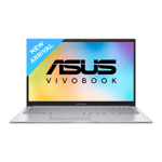 asus vivobook 15 intel core i3 12th gen windows 11 home laptop x1504za nj322ws cool silver 8gb 512gb front view