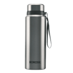 borosil natural 750 ml flask water bottle silver front view