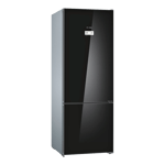 bosch series 6 559 l frost free double door refrigerator kgn56lb41i black glass front view
