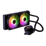 cooler master masterliquid 240l core argb cpu liquid cooler black front view