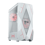 dawg v 240 mid tower premium mesh gaming case 2 120mm argb fan White Front view