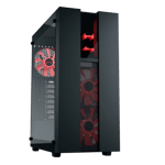 dawg v 350 mid tower premium mesh gaming case 3 120mm argb fan black Front view