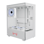 dawg x 430 mid tower mesh gaming case 3 120mm argb fan White Front view