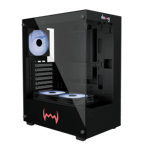 dawg x 430 mid tower mesh gaming case 3 120mm argb fan black front view