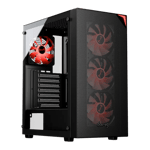dawg x 440 mid tower mesh gaming case 4 120mm argb fan black Front view