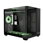 dawg y 740 mid tower mesh gaming case 4 120mm argb fan black Front View