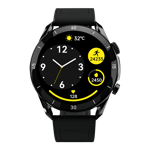 fire boltt legacy smartwatch black leather front view