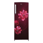 haier 185 l direct cool single door 2 star refrigerator hrd 2052crp p red peony front view