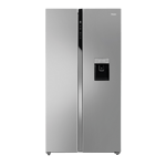 haier 596 l frost free side by side door refrigerator hrs 682swdu1 shiny steel front view