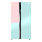 haier 598 l frost free side by side refrigerator hrt 683pngu1 peach nyanza glass front view