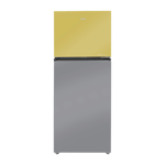 haier vogue series 328 l frost free double door 3 star refrigerator hrf 3783ygg p yellow grey front view