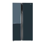 haier vogue series 598 l frost free side by side refrigerator hrt 683gog p grey onyx glass front view