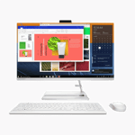 lenovo ideacentre aio all in one 3i intel core i3 12th gen windows 11 home desktop pc f0gj00c2in white 8gb 512gb Front side view