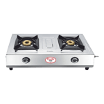 preethi elda stainless steel 2 burner gas stove silver front view
