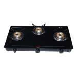 preethi luxe 3 burner gas stove black front view