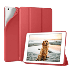 robocare remak leather cover for apple ipad 10 2 inch 8thand9th gen red front view