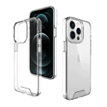 space hard clear case for apple iphone 15 pro max transparent front view model